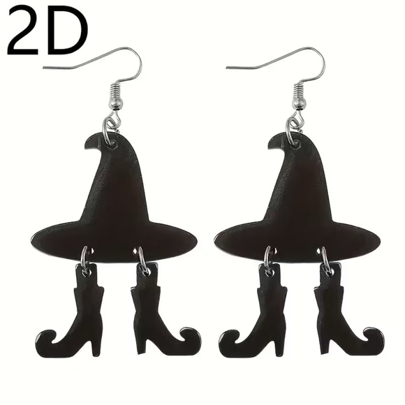 Halloween Earrings Witches Hat and Legs New - Picture 1 of 4